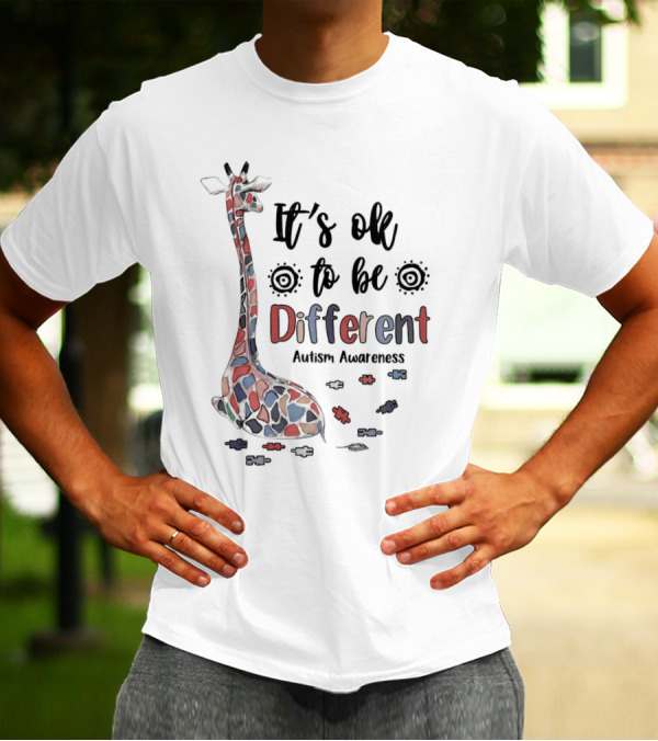It's Ok To Be Different Giraffe Autism Awareness T-Shirt