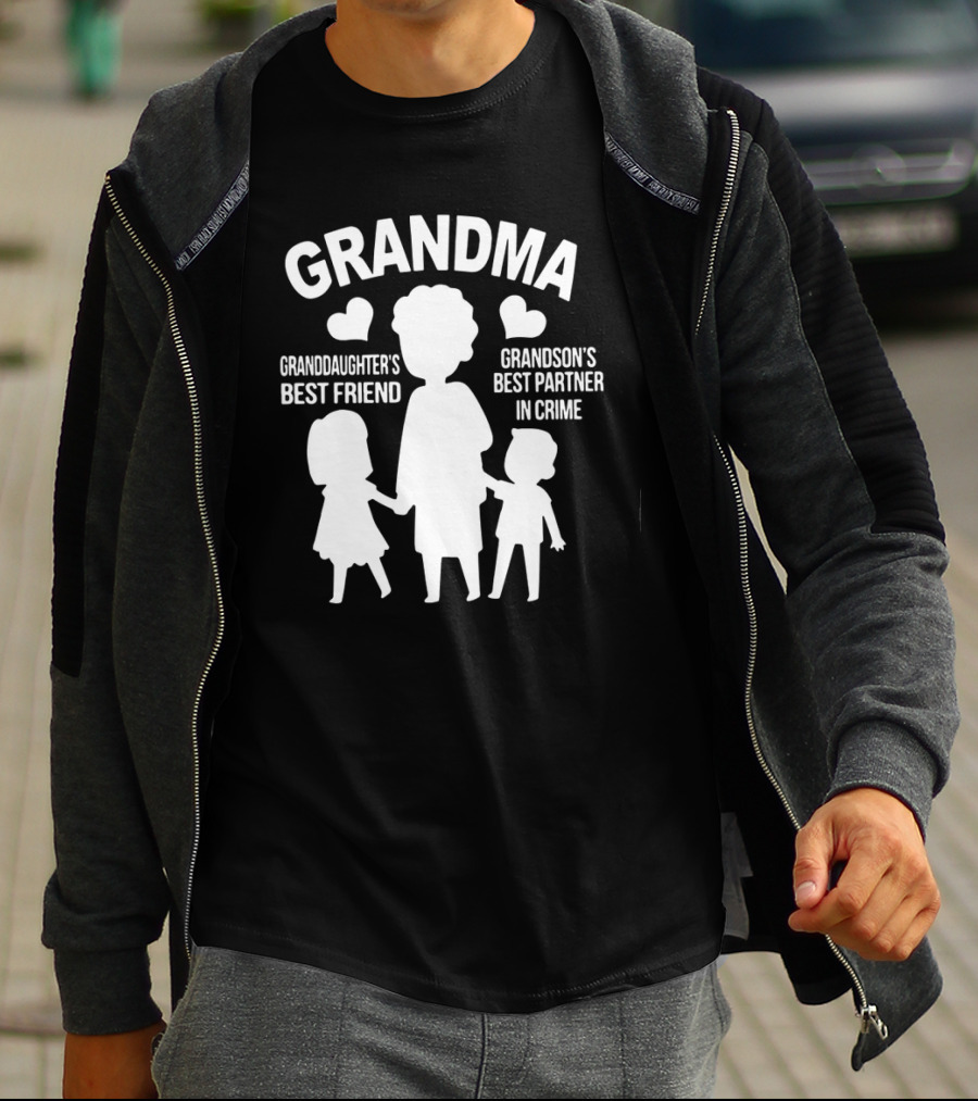 Grandma Granddaughter's Best Friend Grandson's Best Partner In Crime Hearts T-Shirt