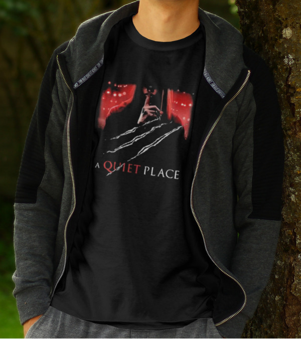 A Quiet Place Red Intensity Shushing With Scratches T-Shirt
