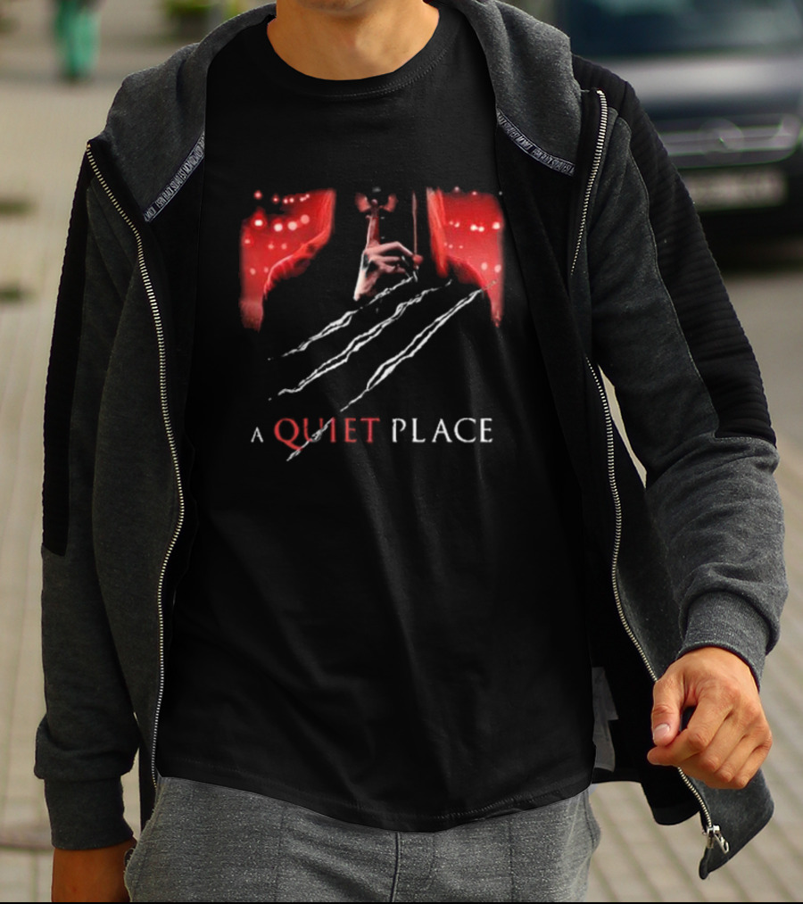 A Quiet Place Red Intensity Shushing With Scratches T-Shirt