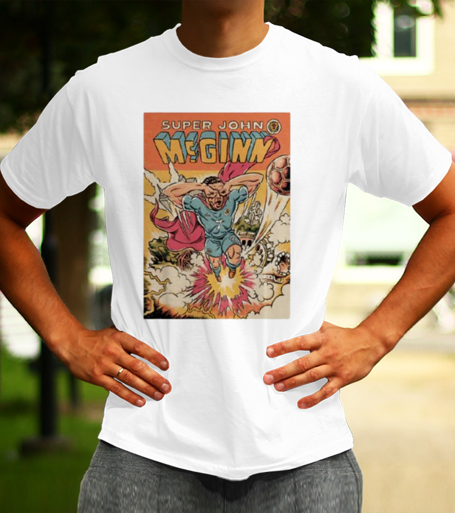 Super John McGinn Flying Hero Soccer Explosion Action Comic T-Shirt