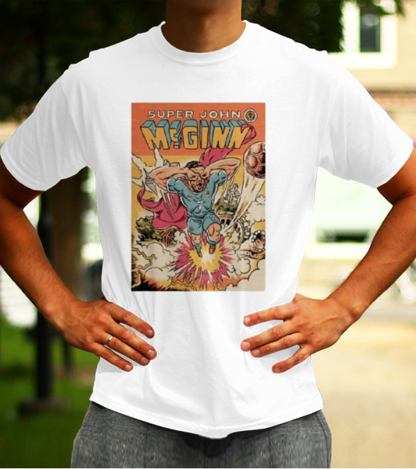 Super John McGinn Flying Hero Soccer Explosion Action Comic T-Shirt