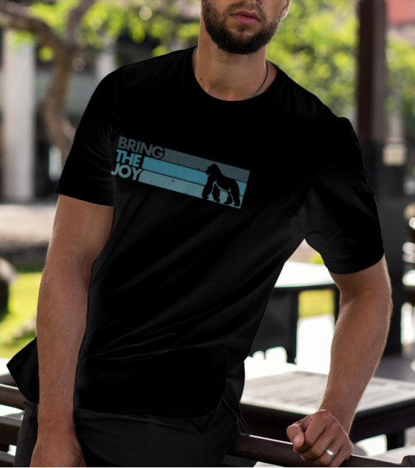Bring The Joy Gorilla Silhouette Blue Stripes T-Shirt