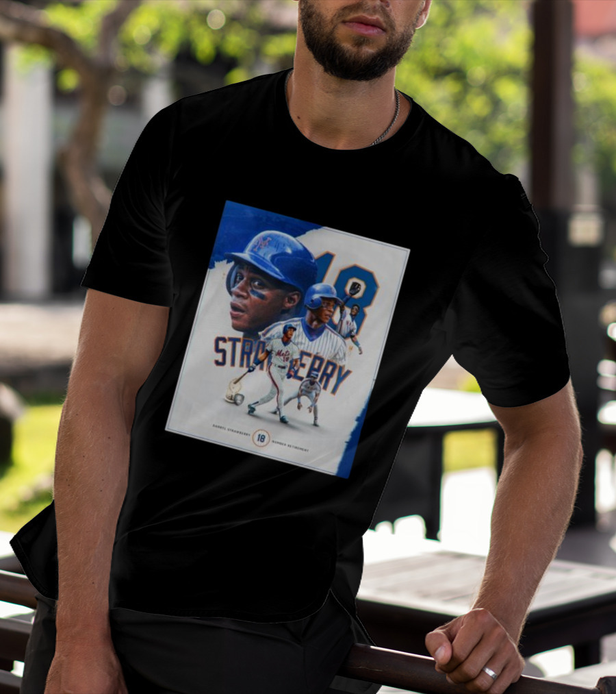 Darryl Strawberry Mets 18 Number Retirement Celebration With Iconic Baseball T-Shirt
