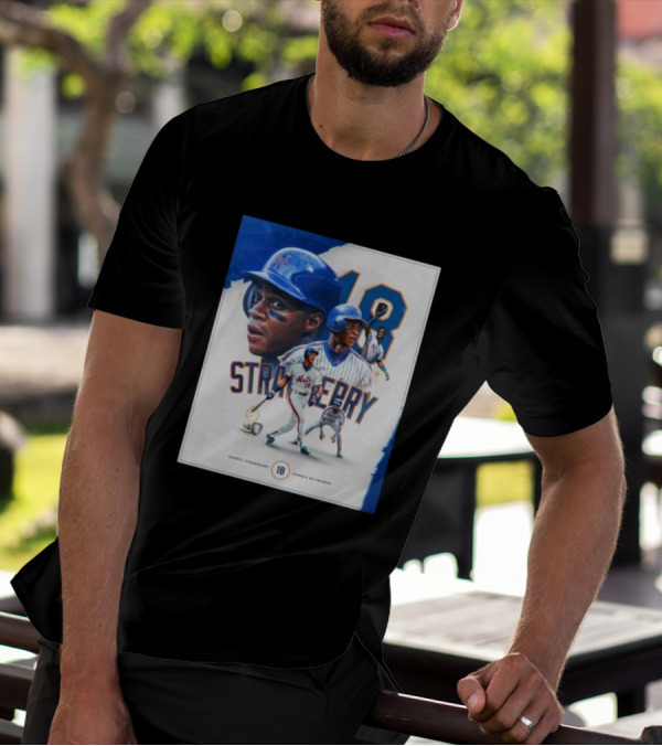 Darryl Strawberry Mets 18 Number Retirement Celebration With Iconic Baseball T-Shirt