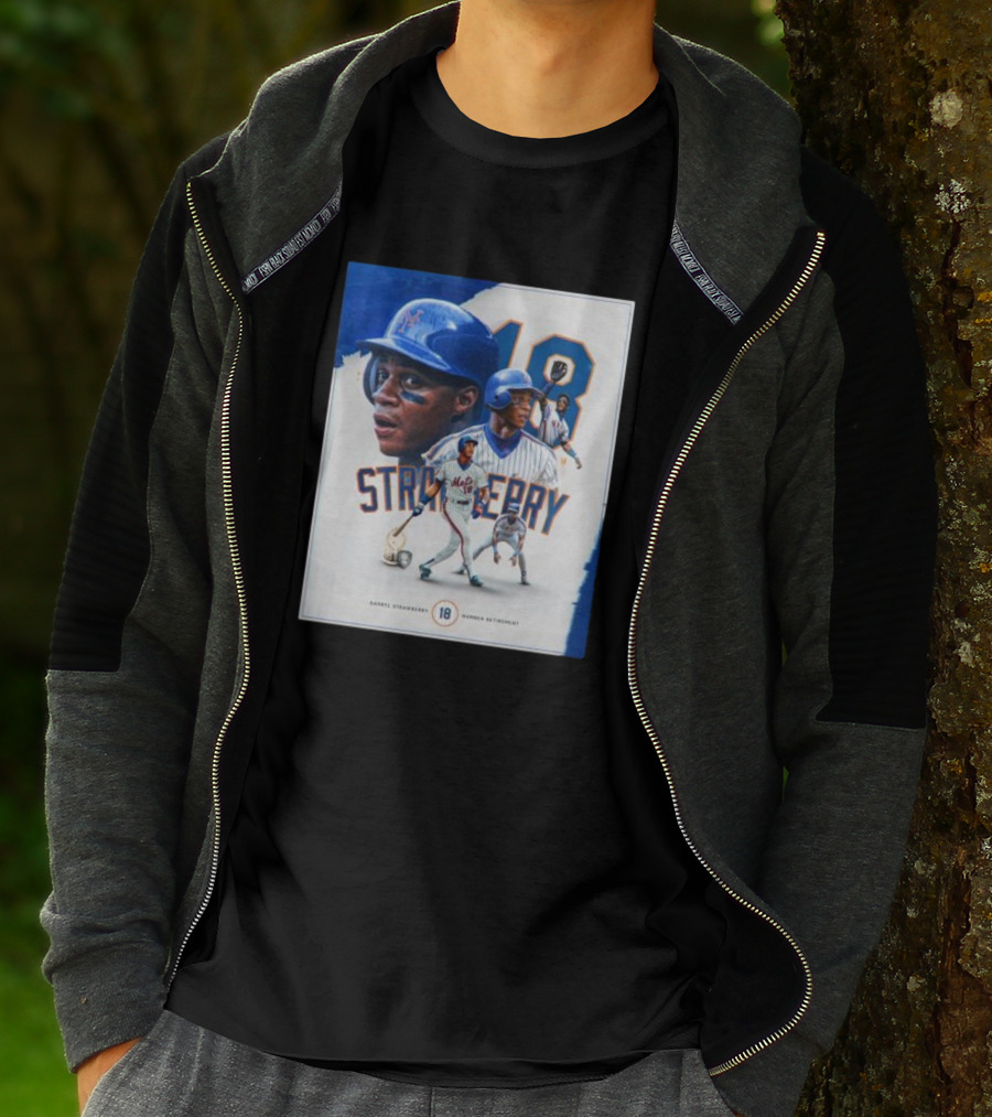 Darryl Strawberry Mets 18 Number Retirement Celebration With Iconic Baseball T-Shirt
