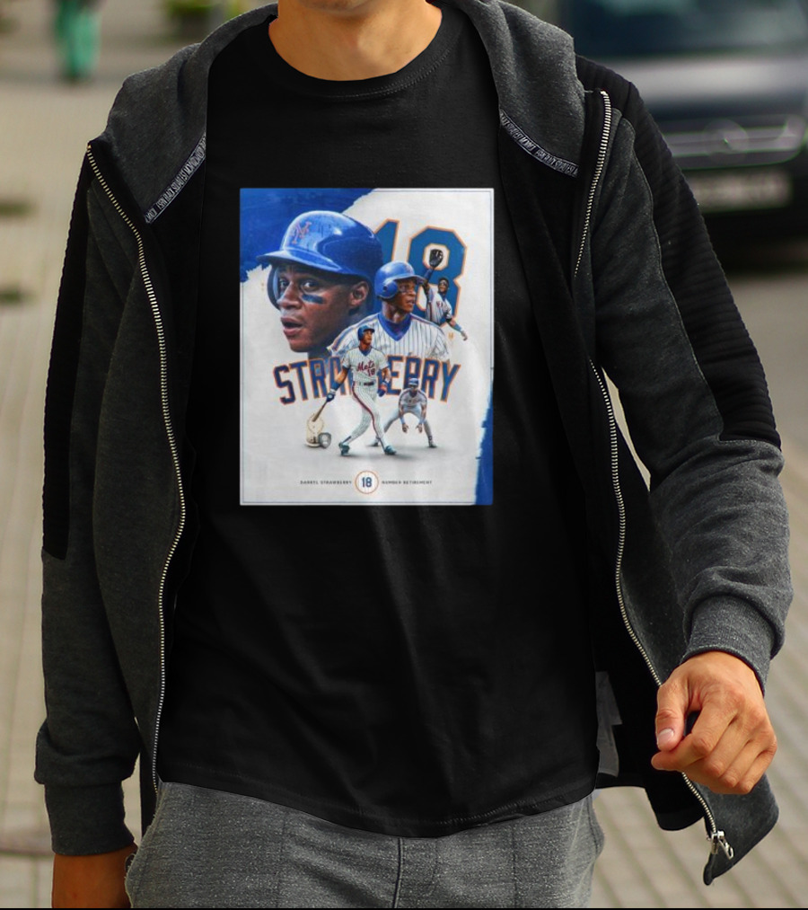 Darryl Strawberry Mets 18 Number Retirement Celebration With Iconic Baseball T-Shirt