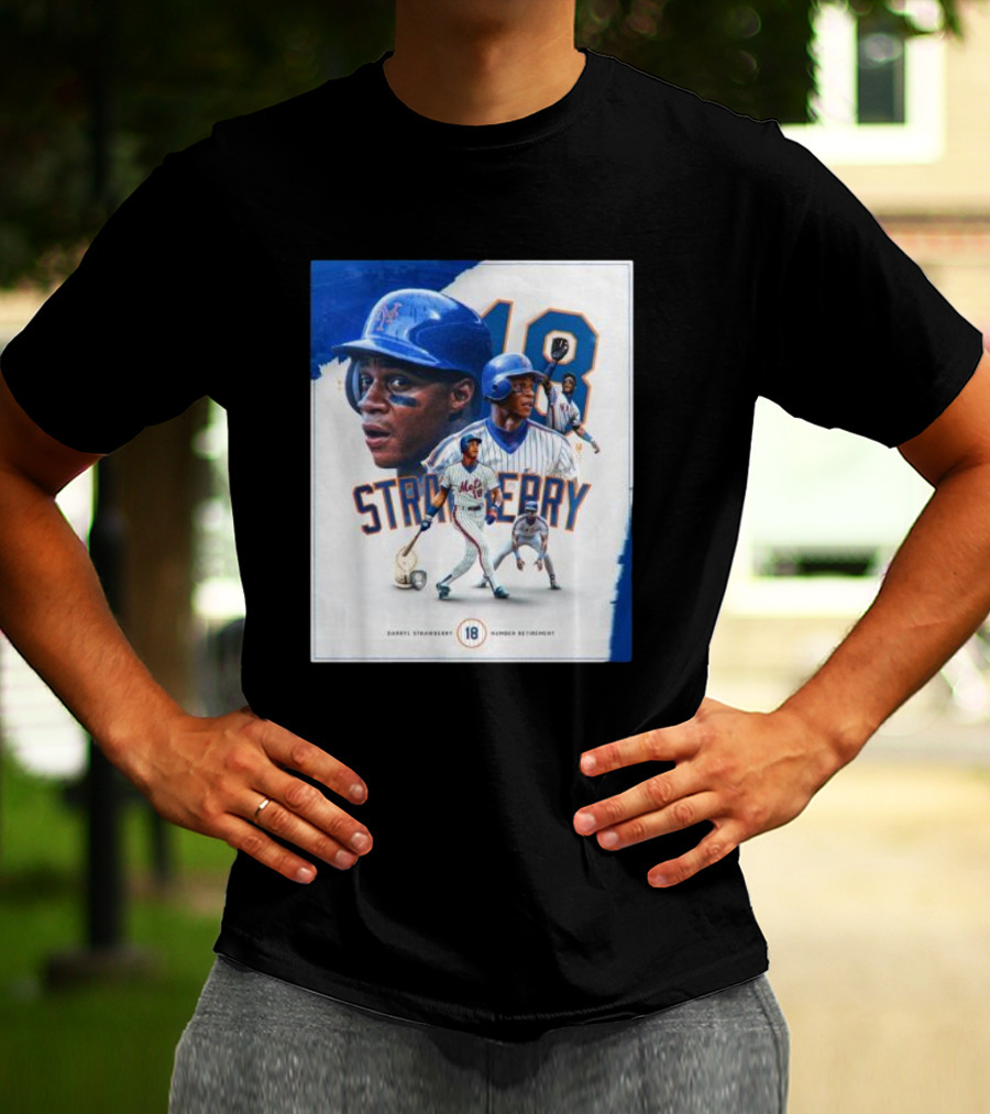 Darryl Strawberry Mets 18 Number Retirement Celebration With Iconic Baseball T-Shirt