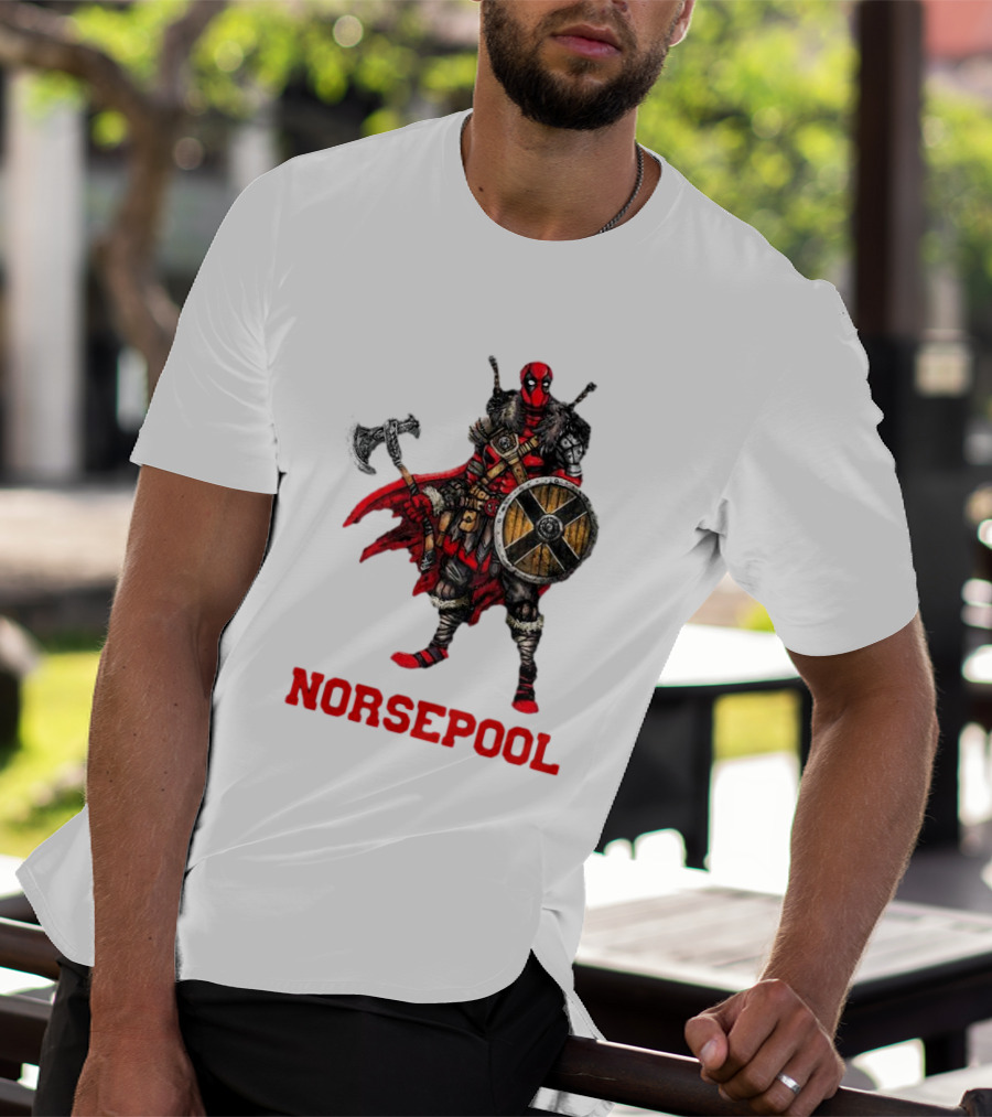 Deadpool Norsepool Viking Warrior With Axe And Shield T-Shirt