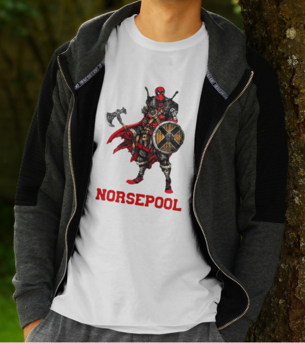 Deadpool Norsepool Viking Warrior With Axe And Shield T-Shirt