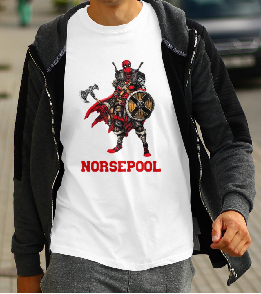 Deadpool Norsepool Viking Warrior With Axe And Shield T-Shirt