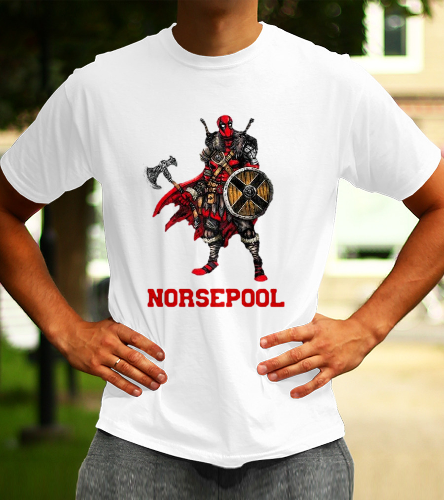 Deadpool Norsepool Viking Warrior With Axe And Shield T-Shirt