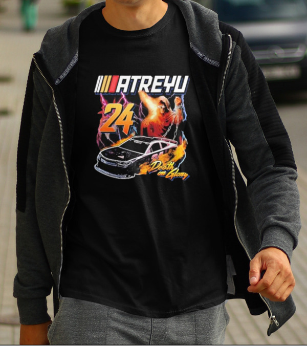 ATREYU 24 Death Or Glory Racing Theme With Flaming Car And Lightning Chains T-Shirt