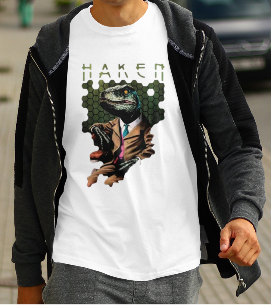 Haken Raptor Sophisticated Dinosaur In Suit T-Shirt