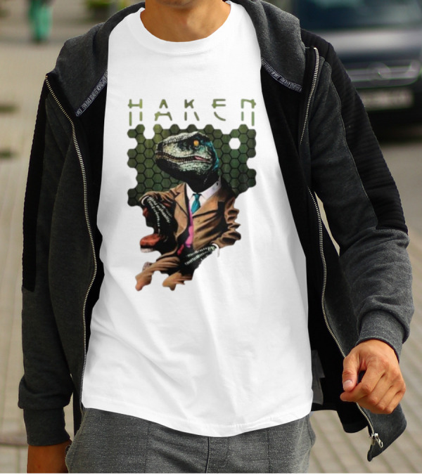 Haken Raptor Sophisticated Dinosaur In Suit T-Shirt