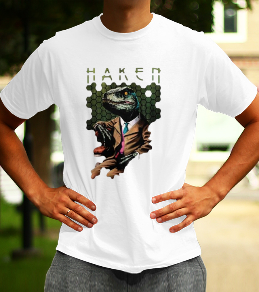 Haken Raptor Sophisticated Dinosaur In Suit T-Shirt