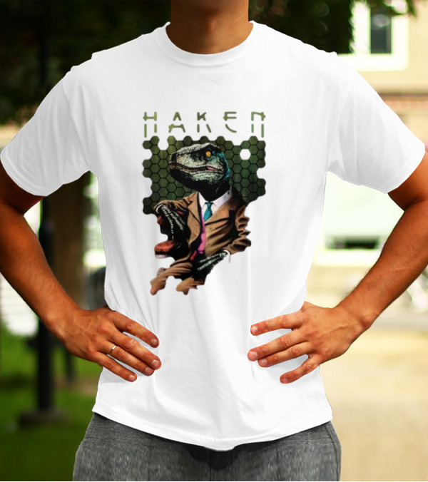 Haken Raptor Sophisticated Dinosaur In Suit T-Shirt