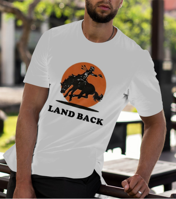 Krime Land Back Cowboy Silhouette With Orange Circle T-Shirt