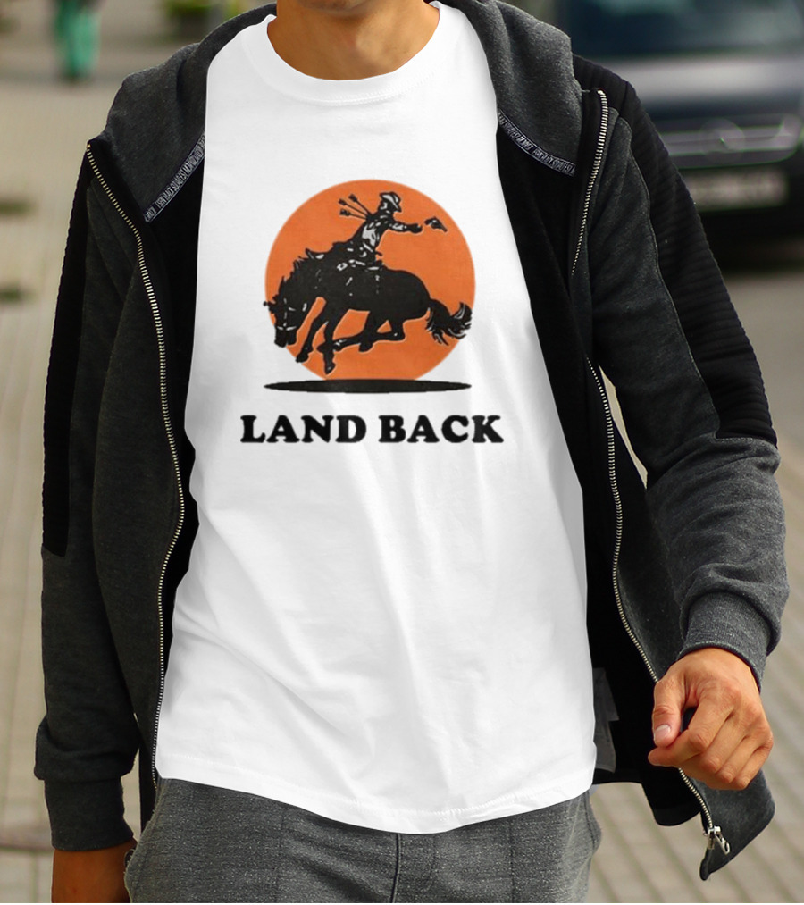 Krime Land Back Cowboy Silhouette With Orange Circle T-Shirt