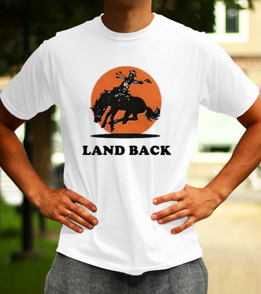 Krime Land Back Cowboy Silhouette With Orange Circle T-Shirt