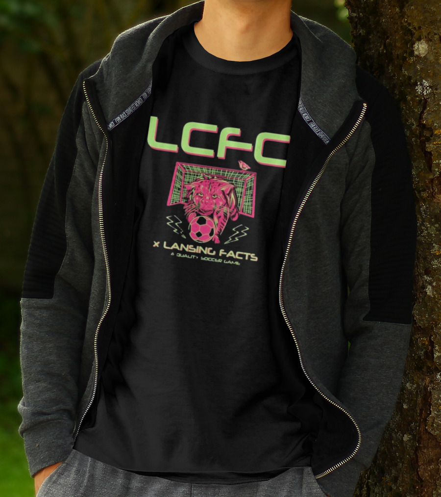 LCFC X Lansing Facts A Quality Soccer Game With Neon Panther And Soccer Ball T-Shirt