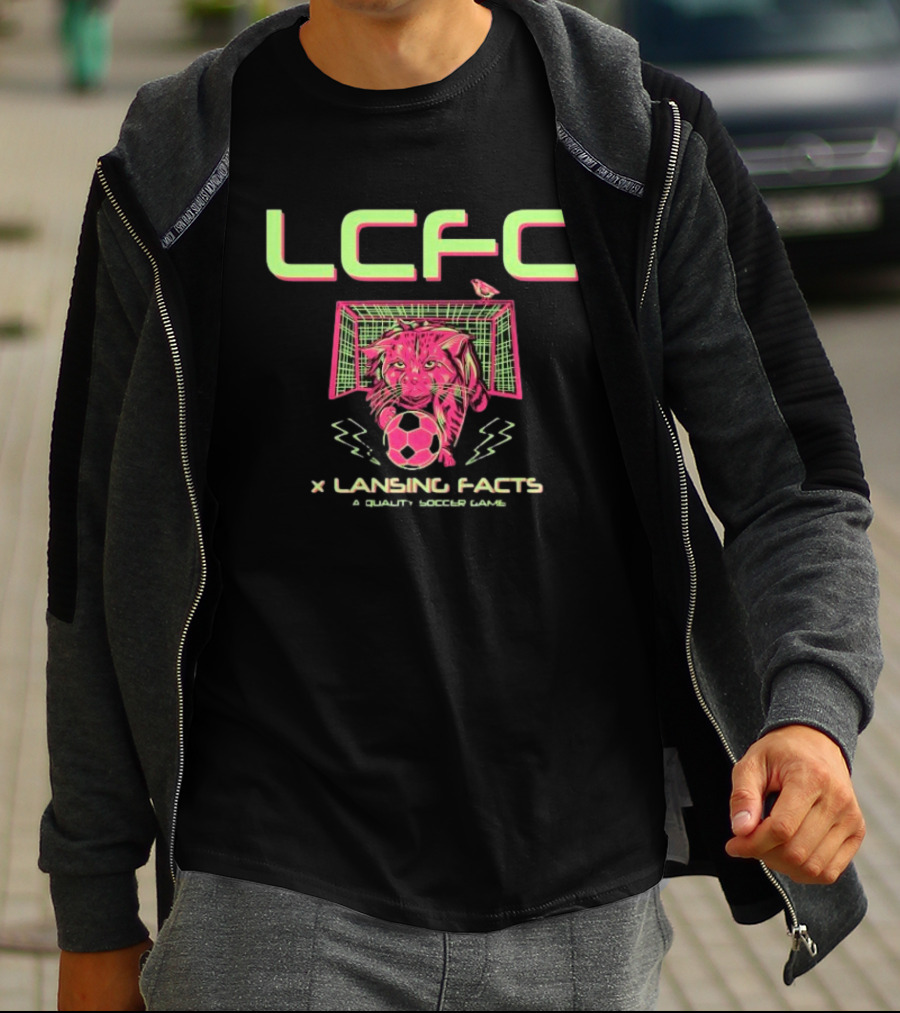 LCFC X Lansing Facts A Quality Soccer Game With Neon Panther And Soccer Ball T-Shirt