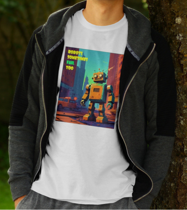 Robots Sometimes Fail Too Urban Cityscape Scene T-Shirt
