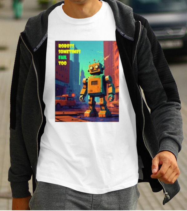 Robots Sometimes Fail Too Urban Cityscape Scene T-Shirt