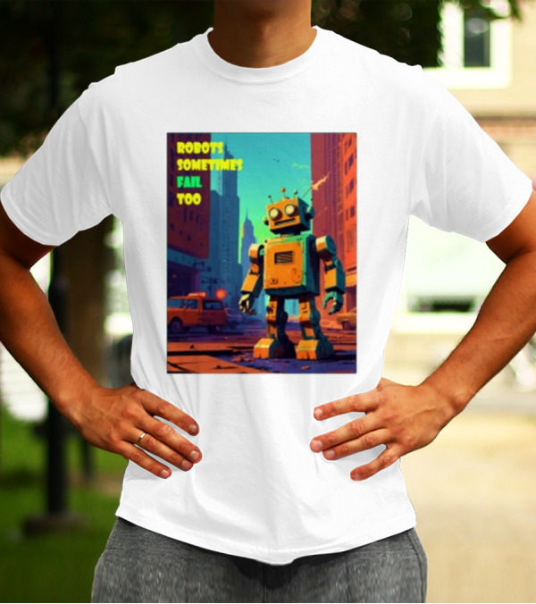 Robots Sometimes Fail Too Urban Cityscape Scene T-Shirt