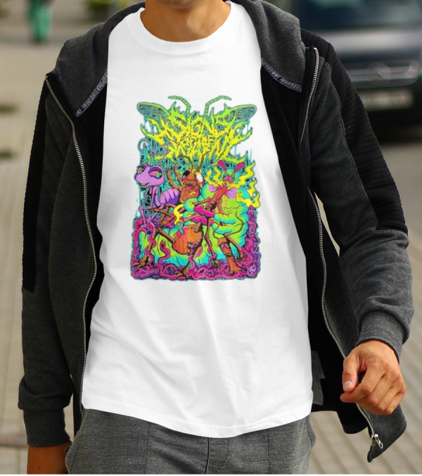 Signs Of The Swarm A Swarm’s Life Neon Psychedelic Insect Adventure T-Shirt