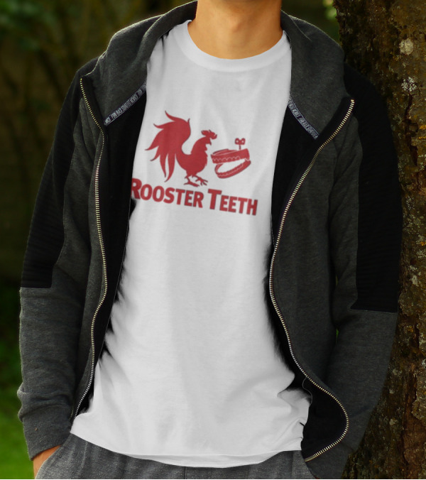 Rooster Teeth Red Rooster And Wind-Up Chattering Teeth T-Shirt