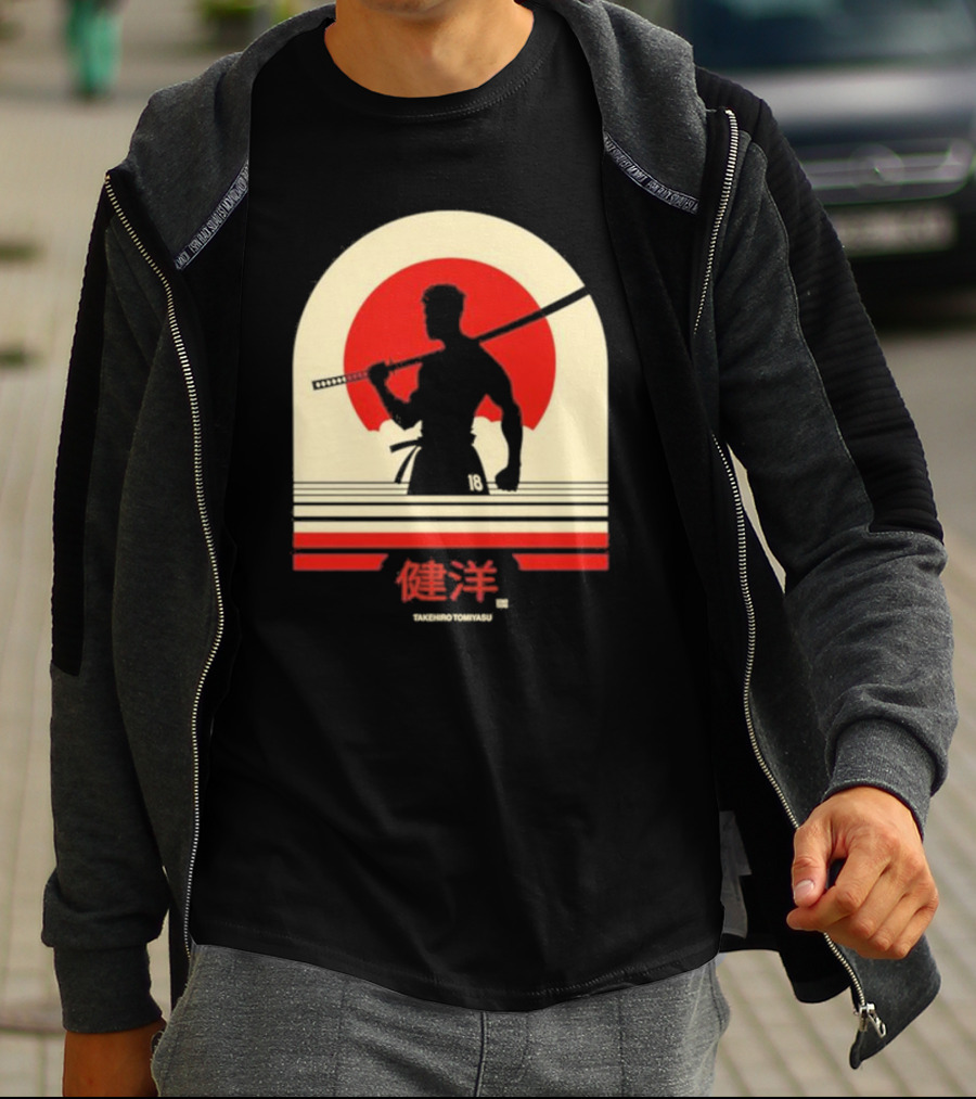 TAKEHIRO TOMIYASU 18 Retro Japanese Samurai T-Shirt