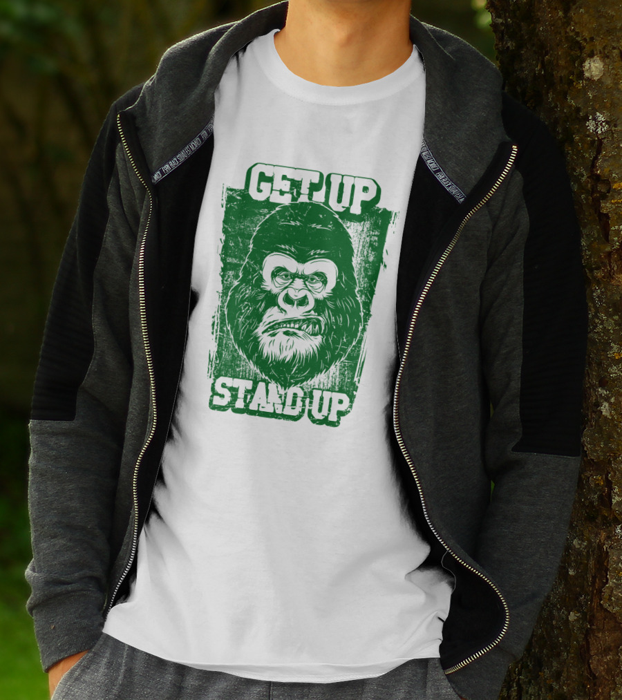 GET UP STAND UP Gorilla Face T-Shirt