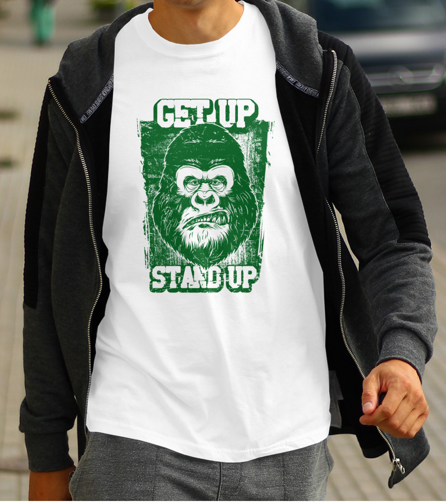 GET UP STAND UP Gorilla Face T-Shirt