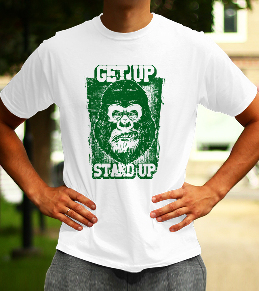 GET UP STAND UP Gorilla Face T-Shirt