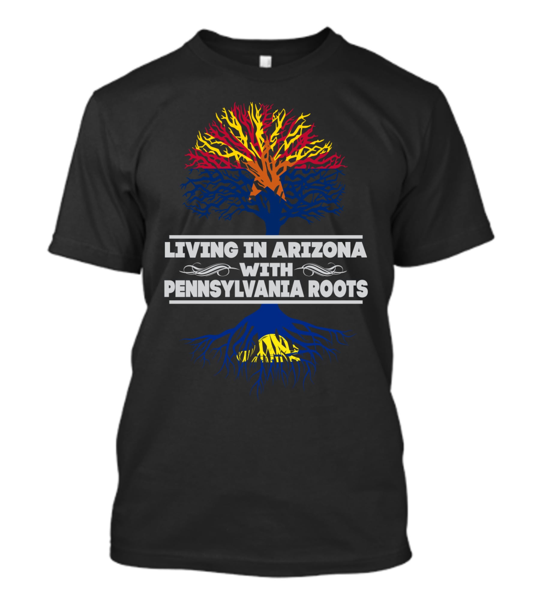 Living In Arizona With Pennsylvania Roots Colorful Tree T-Shirt