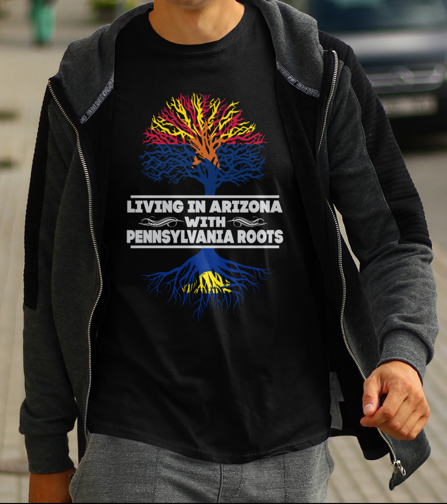 Living In Arizona With Pennsylvania Roots Colorful Tree T-Shirt