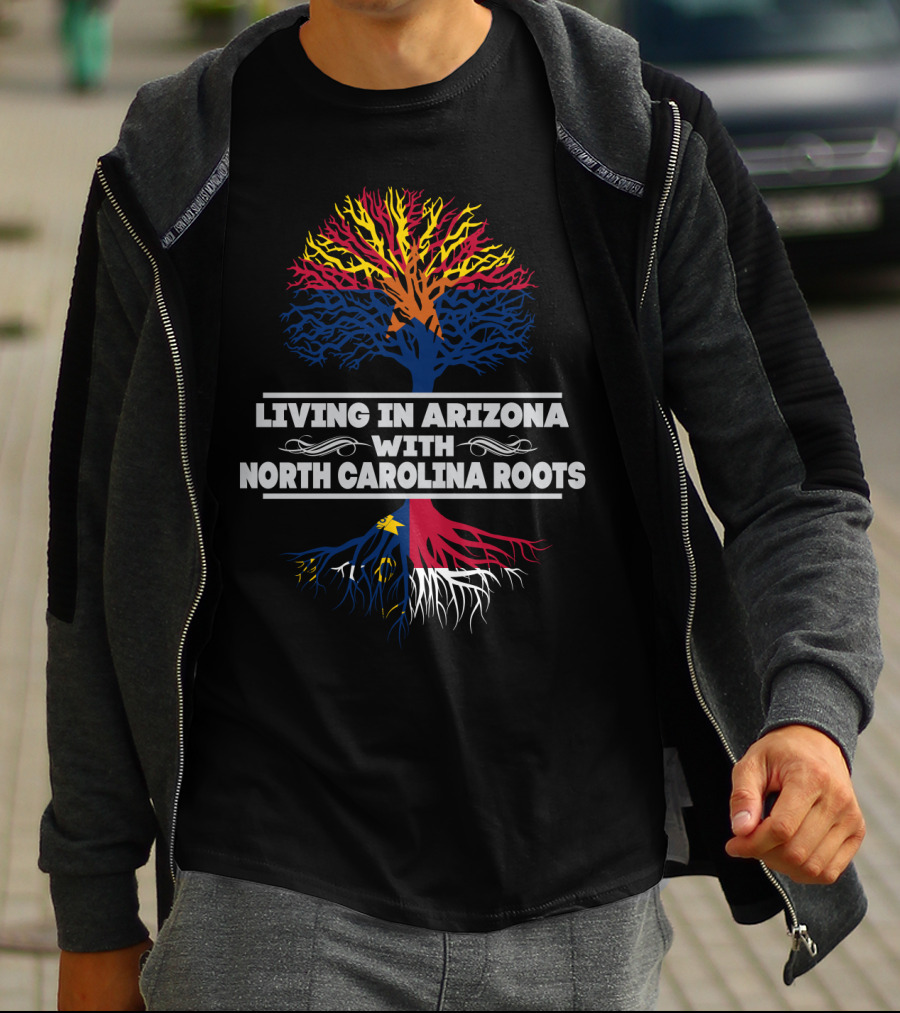 Living In Arizona With North Carolina Roots Colorful Tree T-Shirt