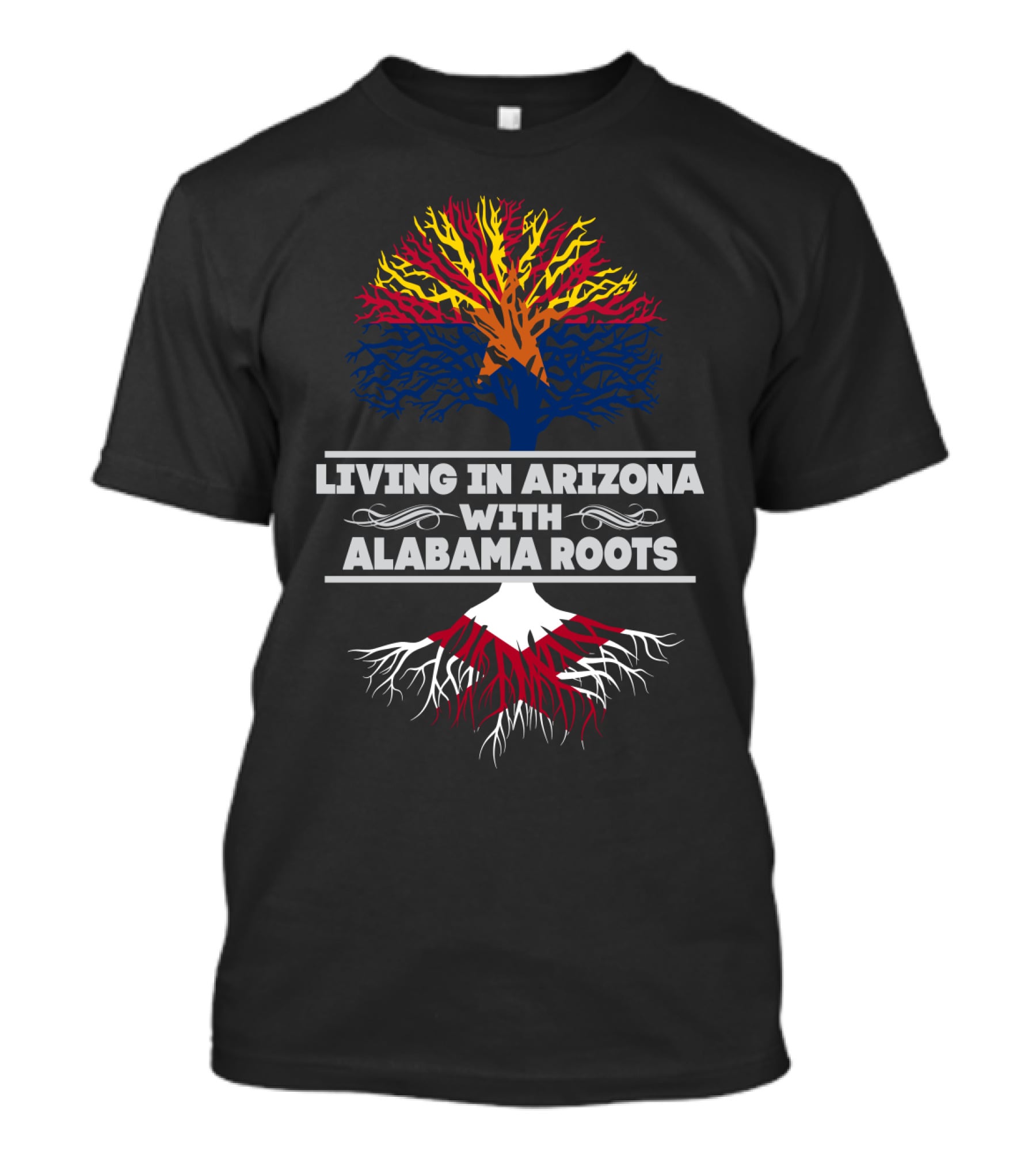 Living In Arizona With Alabama Roots Colorful Tree T-Shirt
