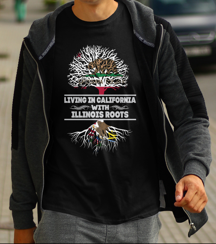 California Republic Bear Living In California With Illinois Roots Eagle T-Shirt