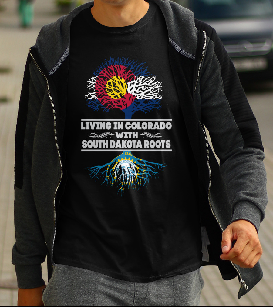 Colorado Flag Tree With South Dakota Roots Emblem T-Shirt