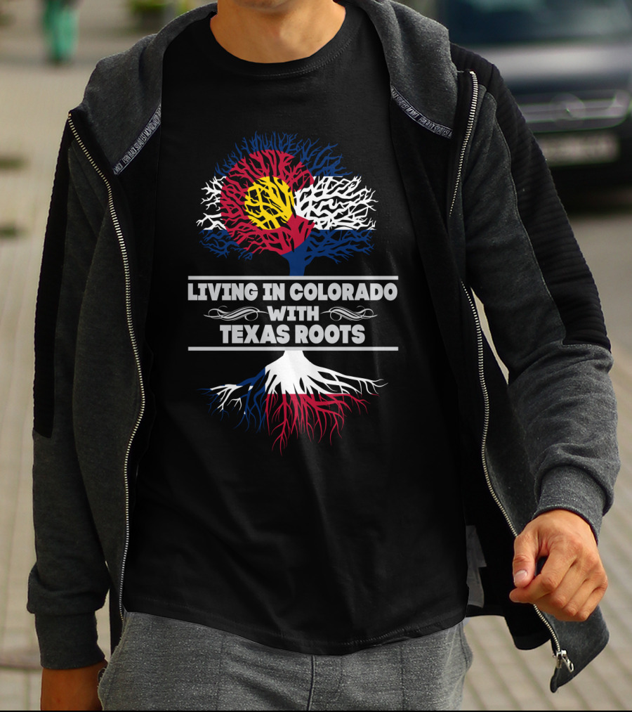Colorado Flag Tree And Texas Roots Connection T-Shirt