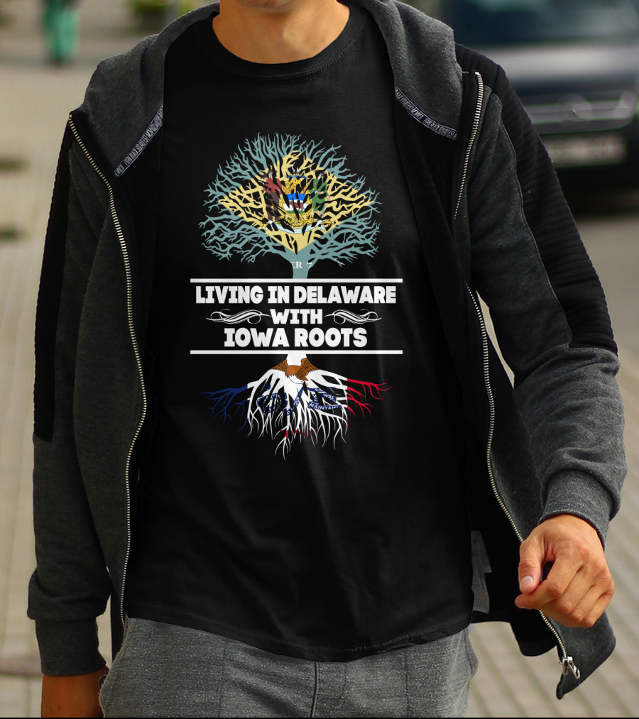 Delaware Living With Deep Iowa Roots Tree T-Shirt