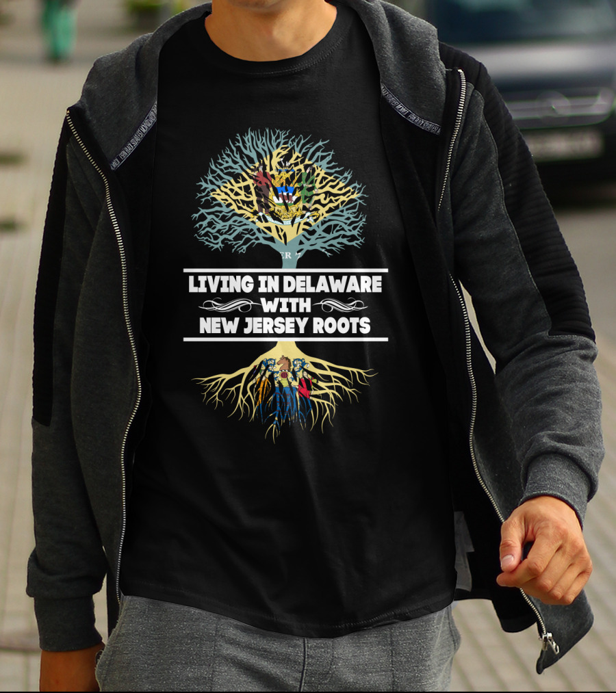 Living In Delaware With New Jersey Roots Family Tree Symbolism Featuring Connections Between States T-Shirt