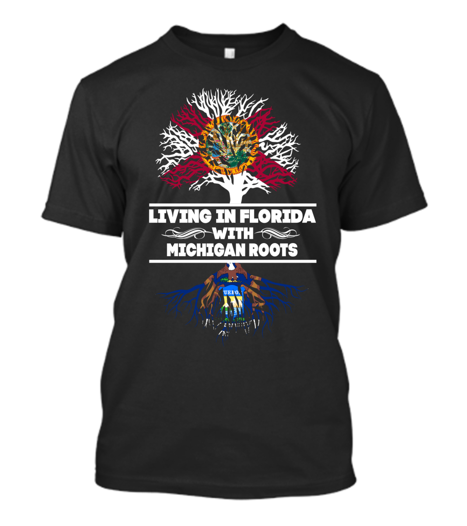 Florida Lifestyle With Deep Michigan Connections Emphasized By Iconic State Symbols T-Shirt