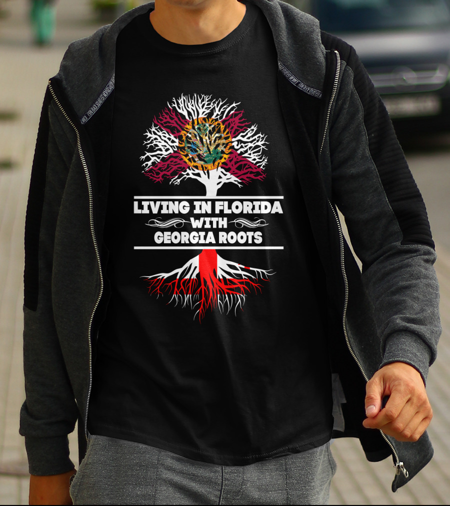 Florida Life And Georgia Heritage With State Seal In Tree Roots T-Shirt