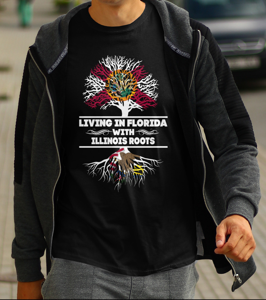 Florida Sun With Illinois Tree Roots State Pride T-Shirt