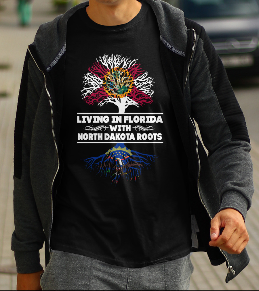 Florida Lifestyle Embraced With Proud North Dakota Heritage Roots T-Shirt