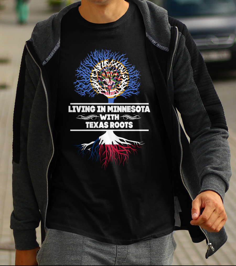 Minnesota Lifestyle Embracing Texas Roots With State Symbol Tree T-Shirt