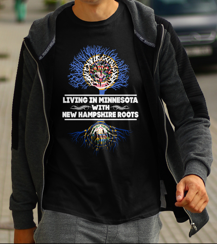 Minnesota Pride With New Hampshire Heritage State Seals And Tree Roots T-Shirt